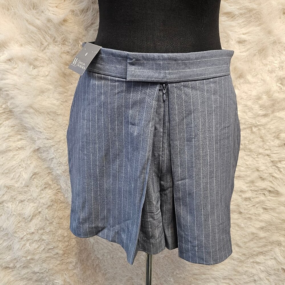 Worthington X Jason Bolden Women's Gray Stripes Trouser Shorts Size 6